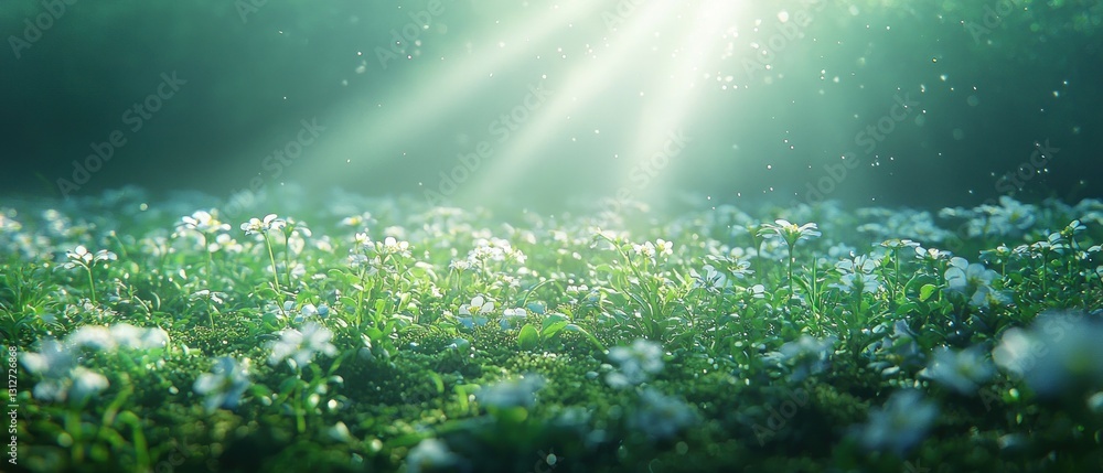 Fototapeta premium Enchanted Meadow: A Serene Springtime Landscape