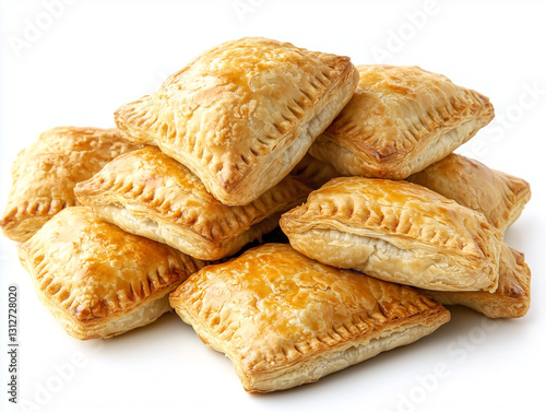 Realistic Puff pastries, white background, food photography