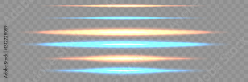 Network of blue and yellow lines with glitter effect. Neon flashes and glares. Vector.