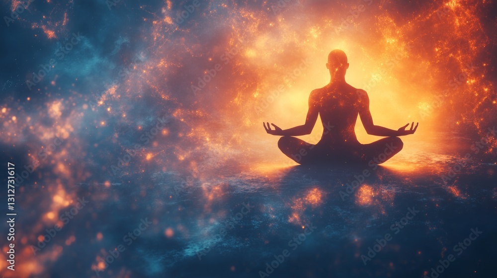 Concept of meditation and relaxation, featuring a person in lotus pose promoting wellness. Concept of meditation and relaxation, featuring a person in lotus pose promoting wellness.