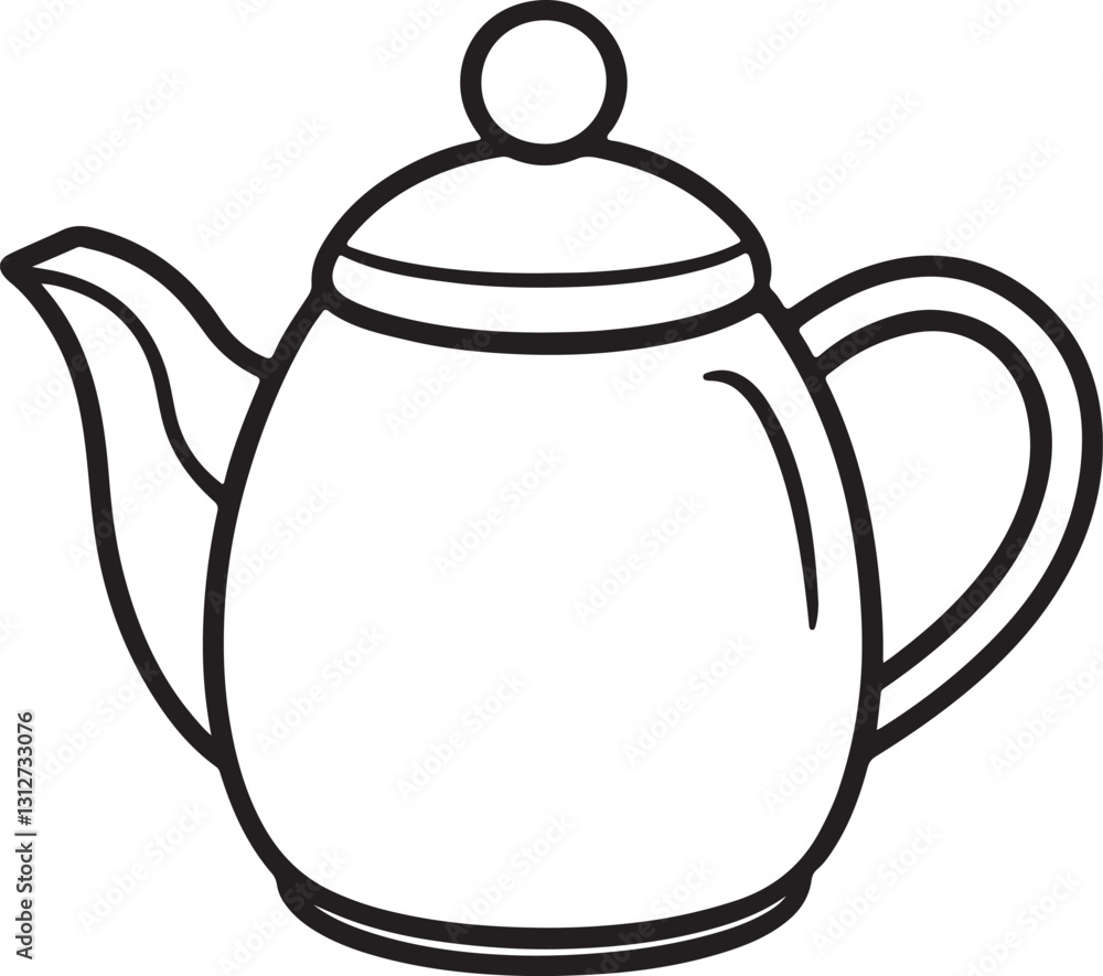 Obraz premium teapot line art, black outline, vector and illustration, coloring book page line art drawing