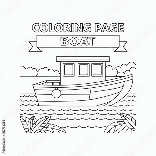 Wallpaper Mural boat outline kids coloring book page line art drawing Vector Torontodigital.ca