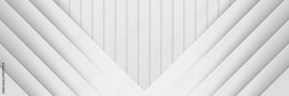 Obraz premium White V-shape layered design, striped backdrop