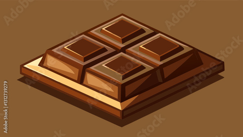 A whole piece of dark chocolate, square, with a Brown background