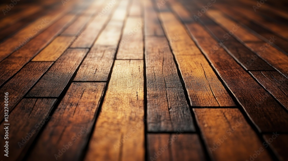Aged Wooden Floorboards, Sunlight Perspective
