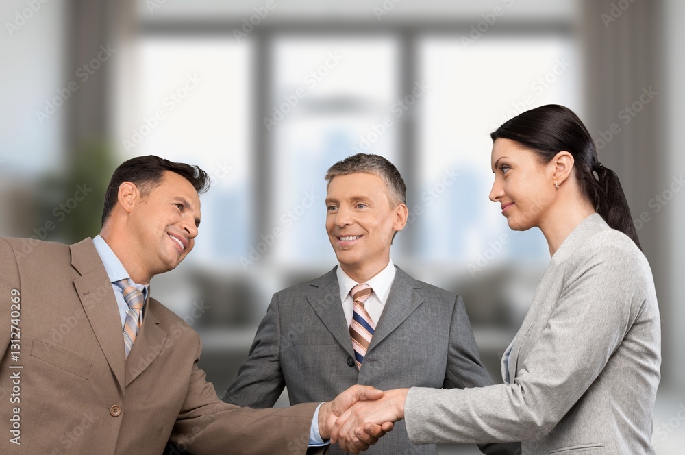 Happy smart business people at office meeting. Happy smart business people at office meeting.