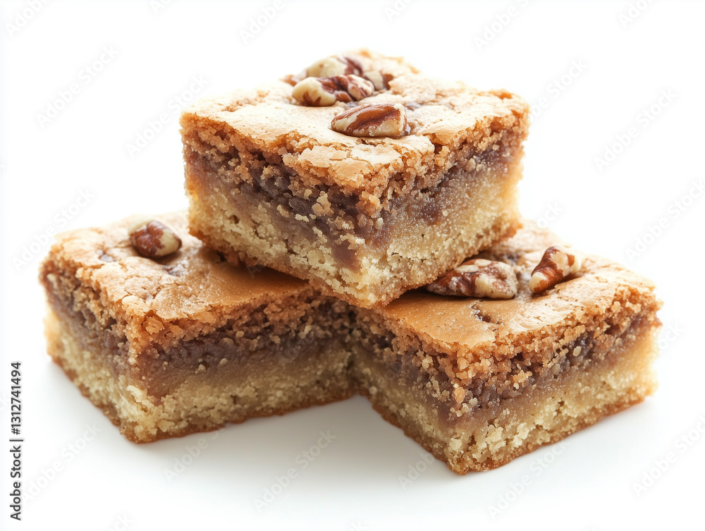 Realistic Blondies, white background, food photography Realistic Blondies, white background, food photography
