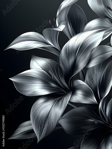 Silver Lilies in Dark Night