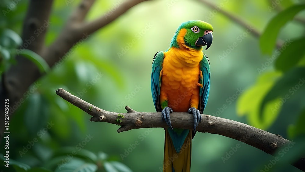 Obraz premium vibrant green winged macaw parrot