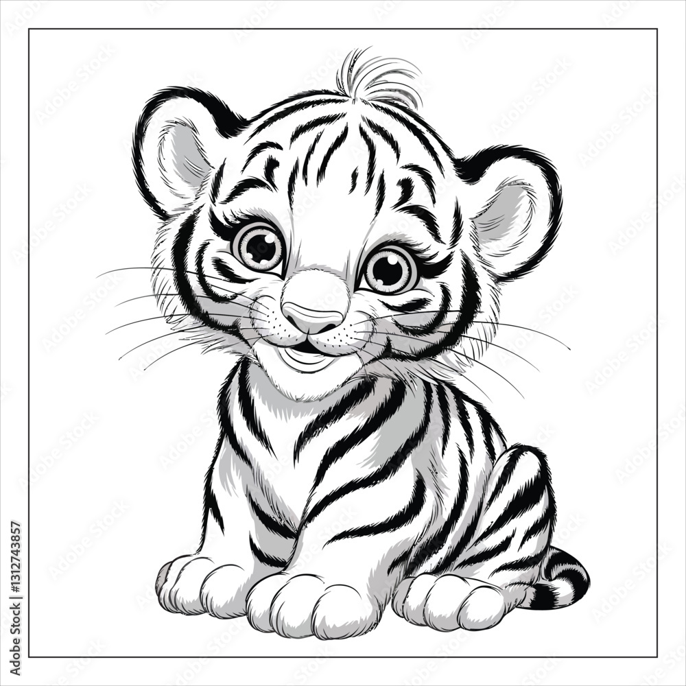 Fototapeta premium tiger coloring page outline