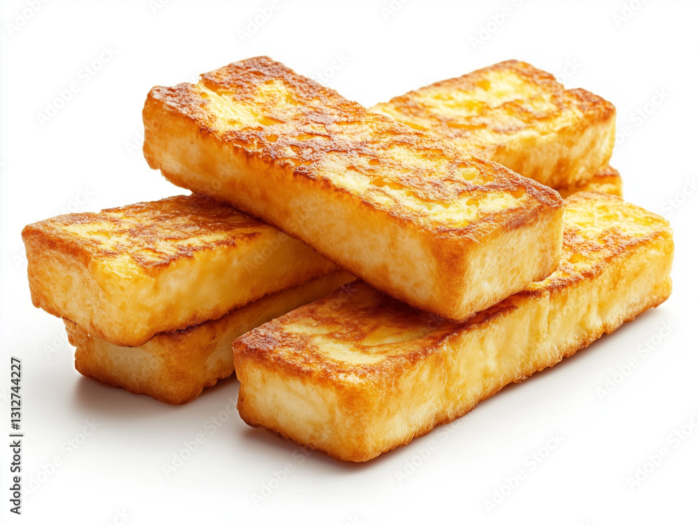 Photorealistic French Toast Sticks, isolated on white, food setting Photorealistic French Toast Sticks, isolated on white, food setting