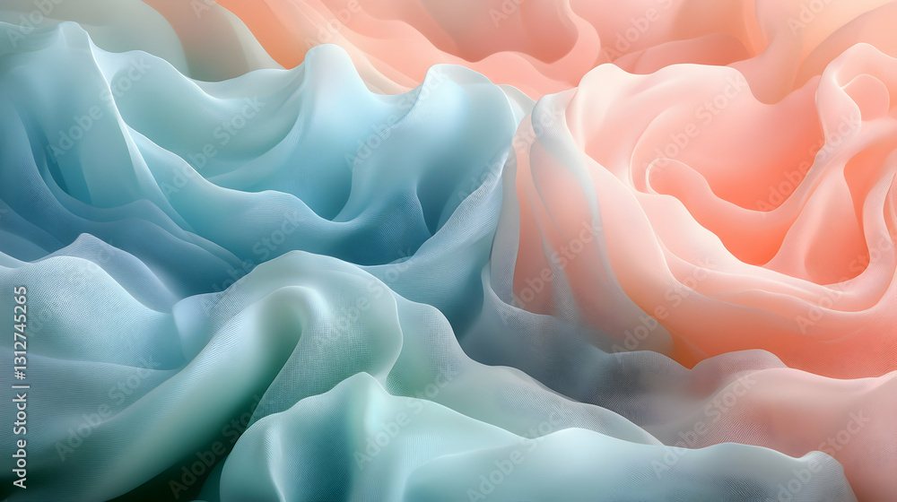 Obraz premium Soft, flowing, pastel-colored fabrics, close-up