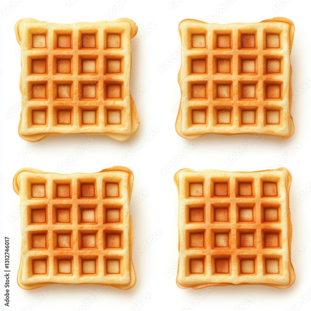 Deliciously fluffy Belgian waffles displayed beautifully on a clean white background, perfect for breakfast or dessert lovers. Generative AI Deliciously fluffy Belgian waffles displayed beautifully on a clean white background, perfect for breakfast or dessert lovers. Generative AI