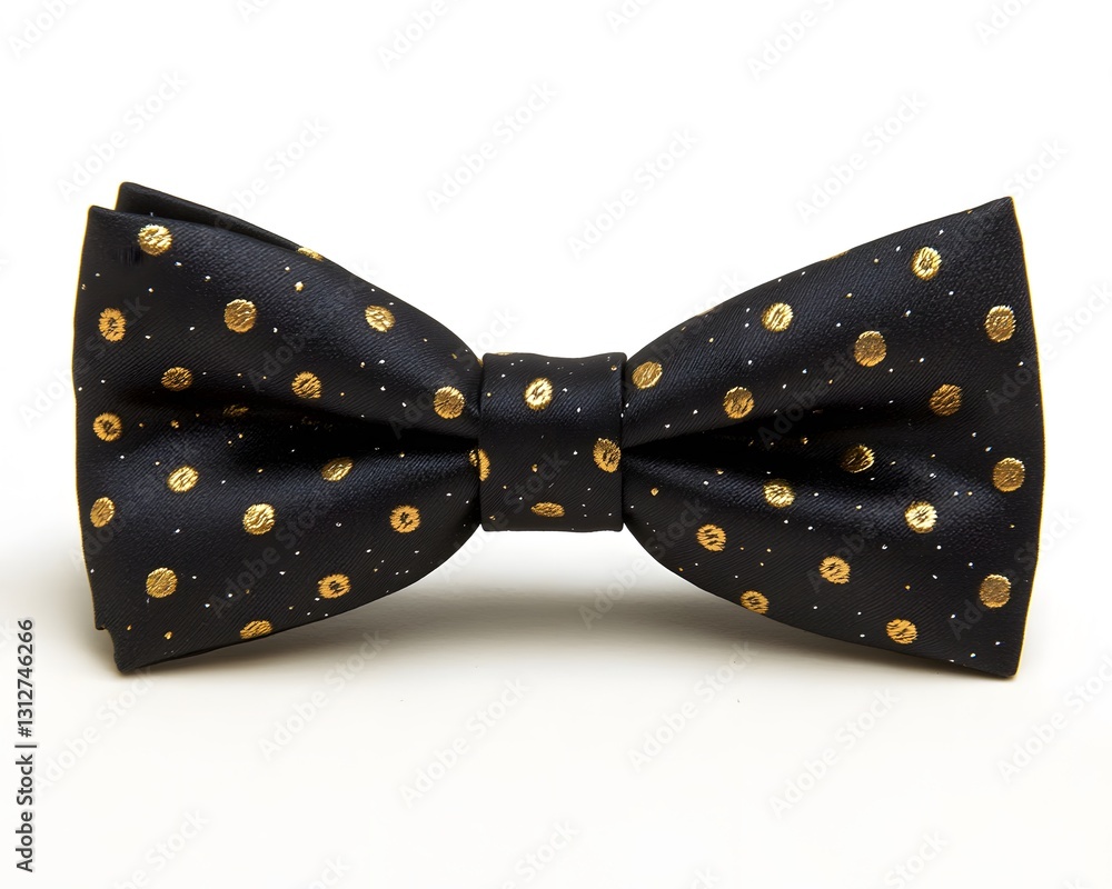 Elegant Black Bow Tie with Gold Polka Dots Fashion Accessory Elegant Black Bow Tie with Gold Polka Dots Fashion Accessory
