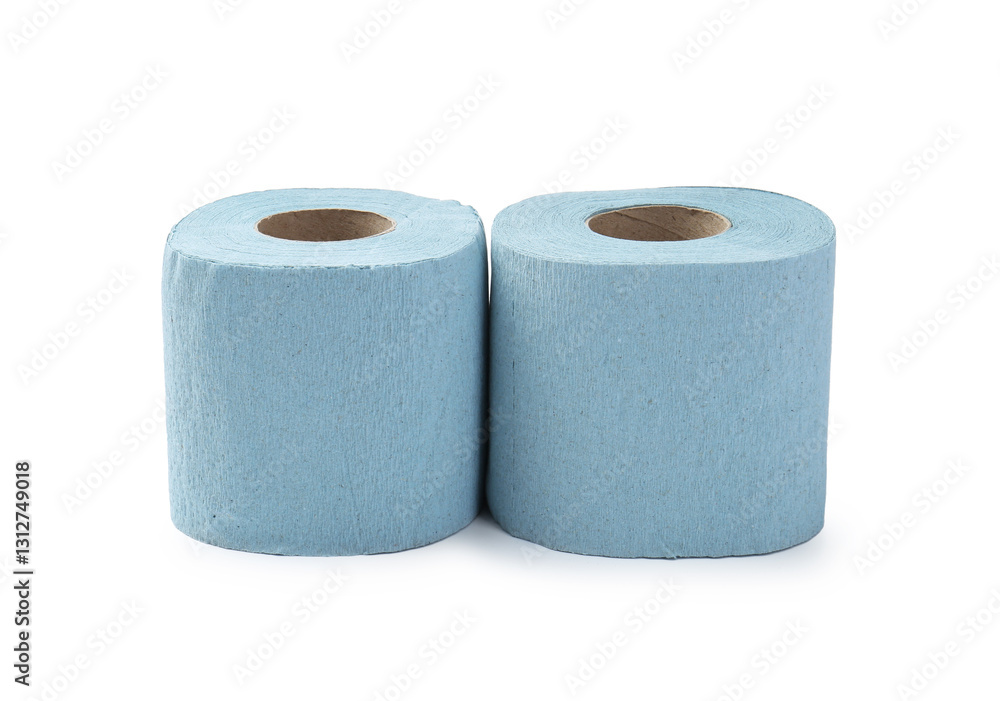 Light blue toilet paper rolls isolated on white Light blue toilet paper rolls isolated on white