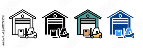 Forklift Icon Set Multiple Style Collection