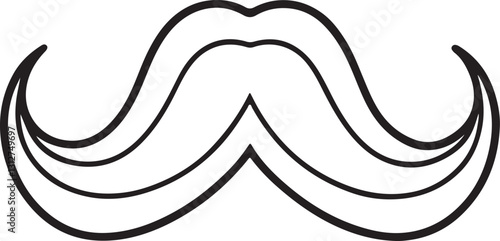 mustache line art, black outline, vector and illustration, coloring book page line art drawing