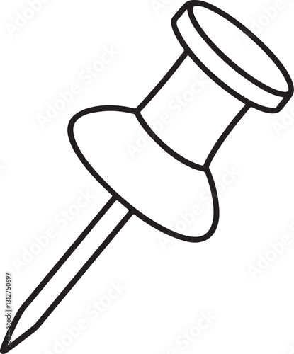 pushpin line art, black outline, vector and illustration, coloring book page line art drawing