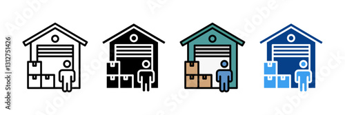 Warehouse Worker Icon Set Multiple Style Collection