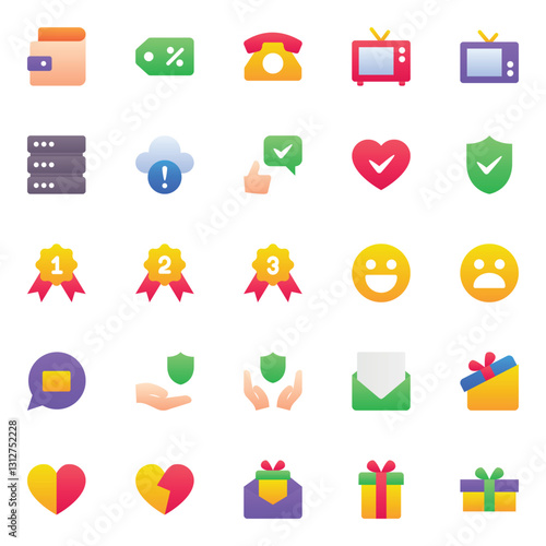 Material icons set for Gradient color.