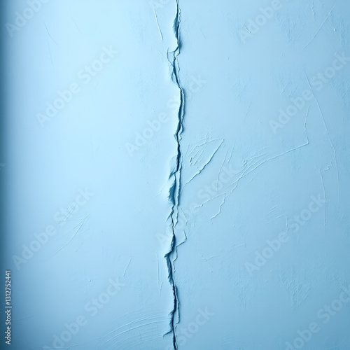 Light blue paint wall texture with a crack in the middle as background
