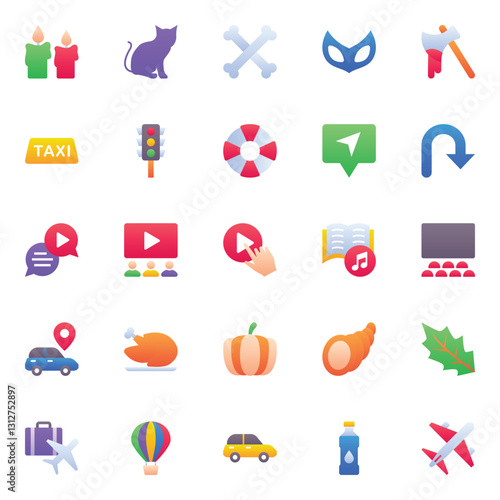 Material icons set for Gradient color.