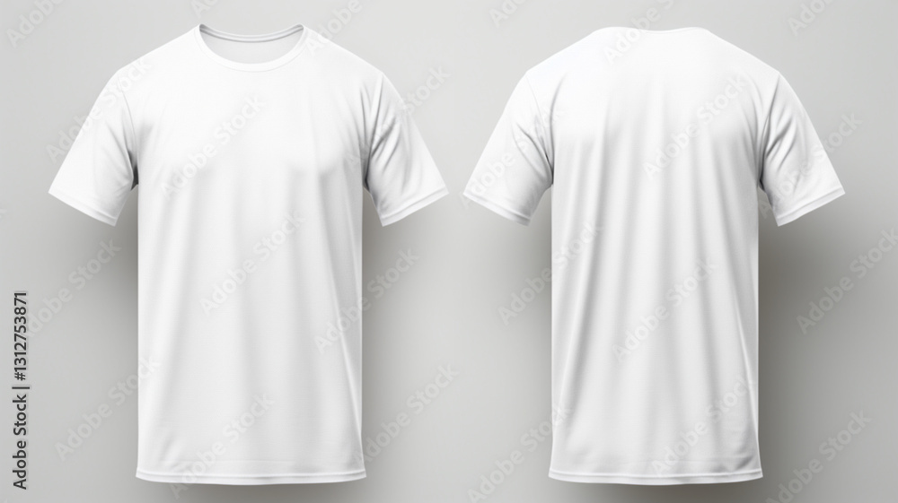 White T-shirt mockup front and back view on white background White T-shirt mockup front and back view on white background