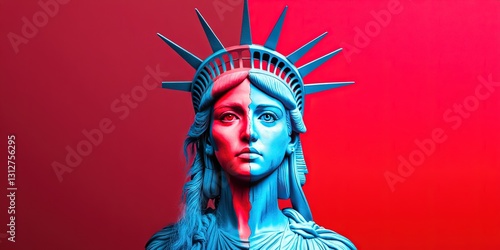 lady liberty divided between red and blue