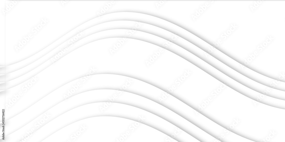 Obraz premium Abstract gradient modern white and grey curve line inner glow and shadow texture background. Design for text or web massage, banner, card, flyer, wallpaper poster design. Vector illustration. 