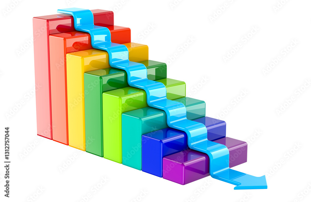 Waterfall model or waterfall method, concept. 3D rendering isolated on transparent background Waterfall model or waterfall method, concept. 3D rendering isolated on transparent background