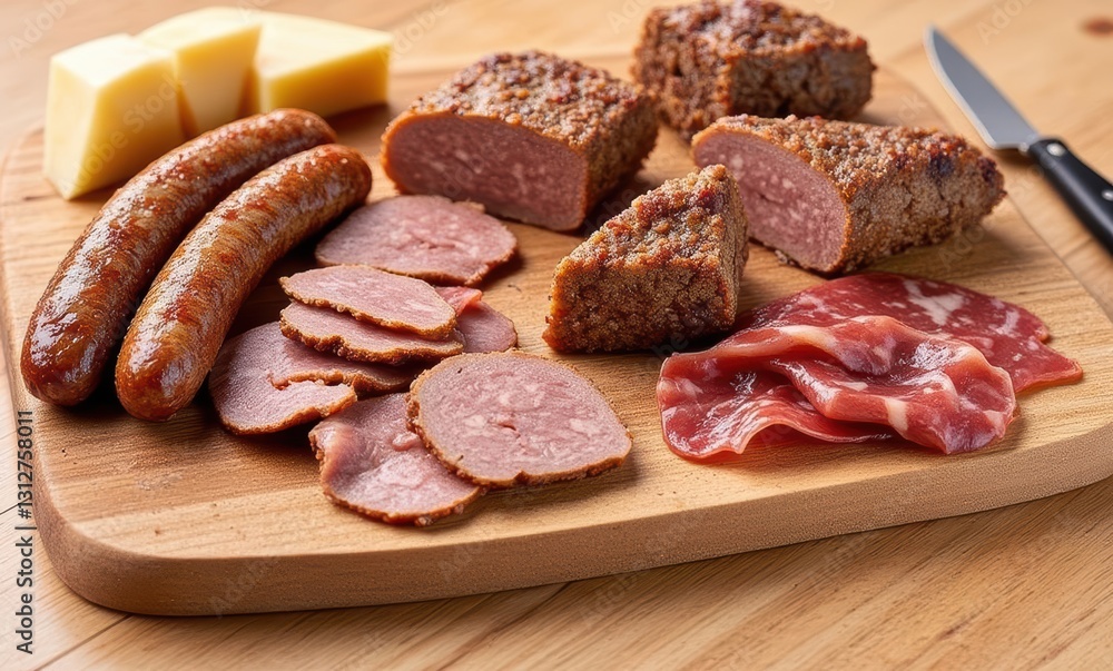 Delicious assortment of meats and cheese Delicious assortment of meats and cheese