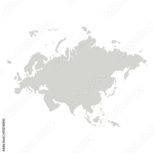 Map of Eurasia, sign silhouette. World Map Globe. Vector Illustration isolated on white background. Europe and Asia continent.