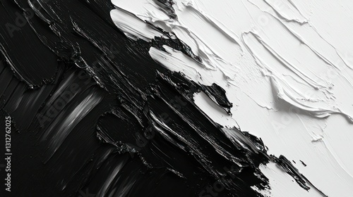 Black and white paint brushstrokes