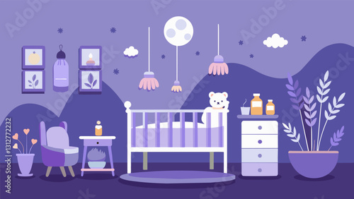 The gentle scent of chamomile and lavender can be found in the nursery promoting a calm and peaceful environment for the little ones.. Vector illustration