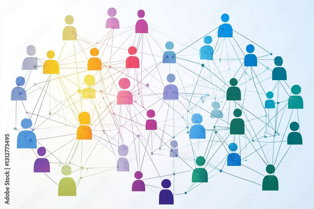 Human resource graphic design showing colorful avatars connected in a network for teamwork and collaboration. Ideal for digital HR concepts. Human resource graphic design showing colorful avatars connected in a network for teamwork and collaboration. Ideal for digital HR concepts.
