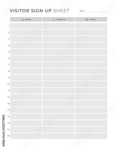 Sign up Sheet with event and date Portrait Letter size
