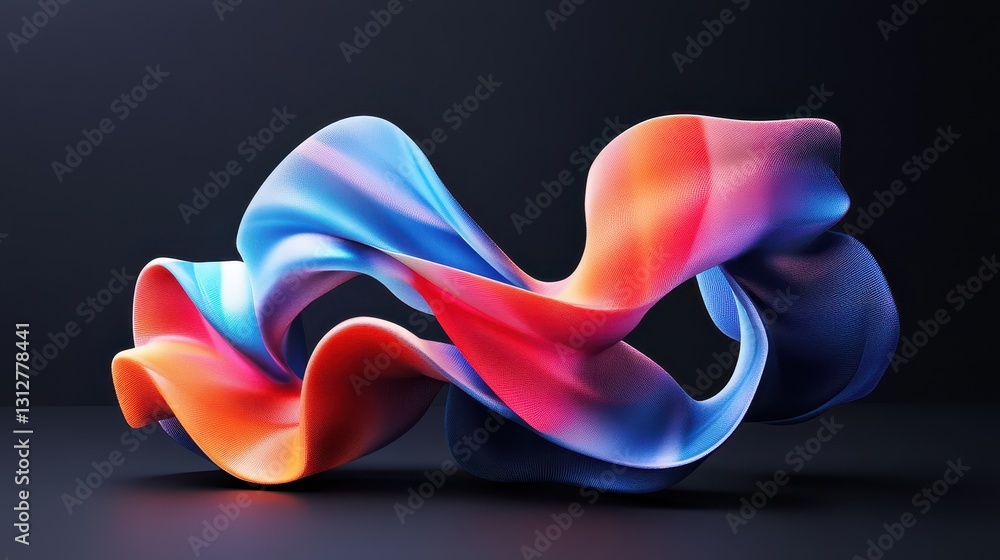 Obraz premium A futuristic colorful shape is rendered in 3D, featuring vibrant hues and cutting-edge design elements.
