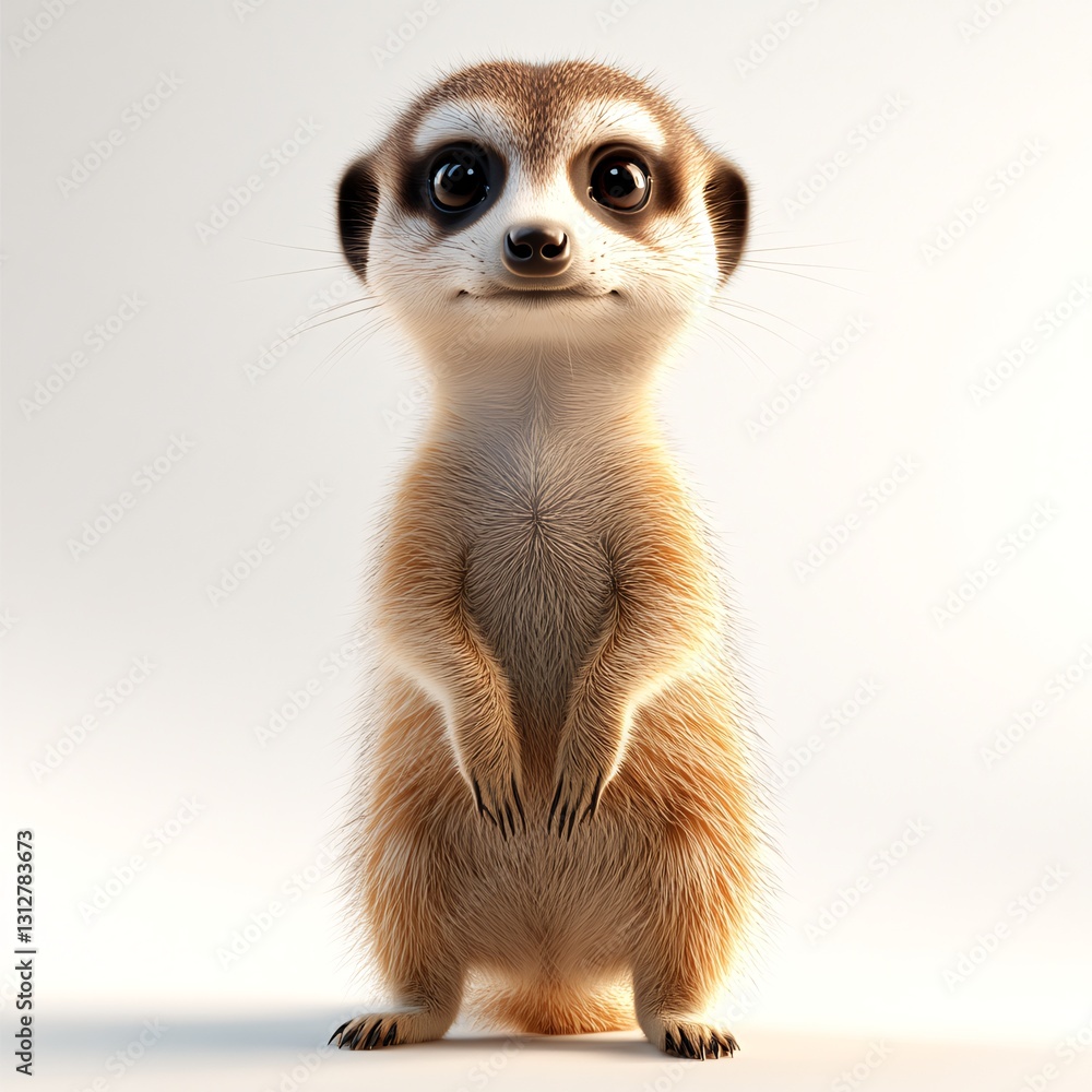 Curious Meerkat Standing Tall in a Studio for a Charming Portrait Curious Meerkat Standing Tall in a Studio for a Charming Portrait