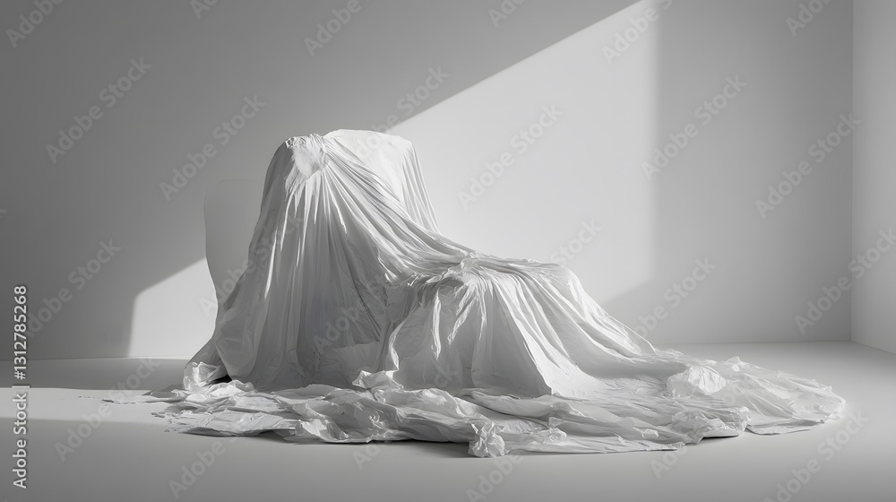 Draped Fabric Covering Chair Minimalist Modern Art Studio Photography Draped Fabric Covering Chair Minimalist Modern Art Studio Photography