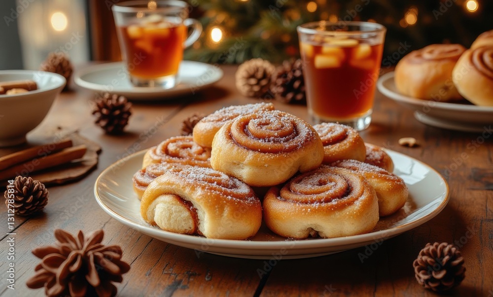 Delicious cinnamon rolls on a plate Delicious cinnamon rolls on a plate