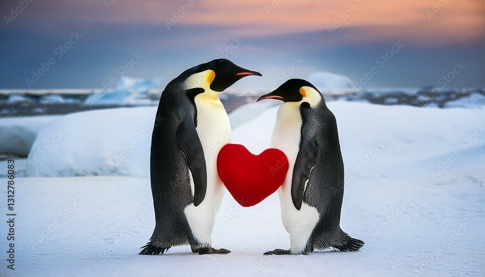 Fototapeta premium two penguins on the snow