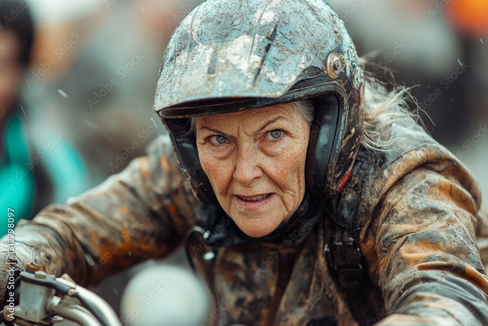Fototapeta premium Experienced rider dominates the muddy racecourse during an intense off-road competition