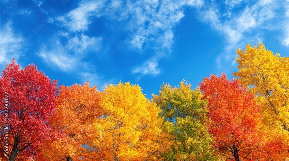 Autumnal Canopy: A Vibrant Display of Fall Colors Under a Blue Sky Autumnal Canopy: A Vibrant Display of Fall Colors Under a Blue Sky