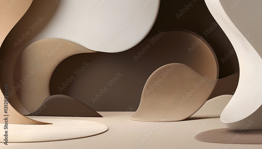 custom made wallpaper toronto digitalCurved shapes in a mix of beige, brown, and cream create an abstract pattern that evokes a sense of fluidity and modernity. This artistic design adds a contemporary touch to any space.