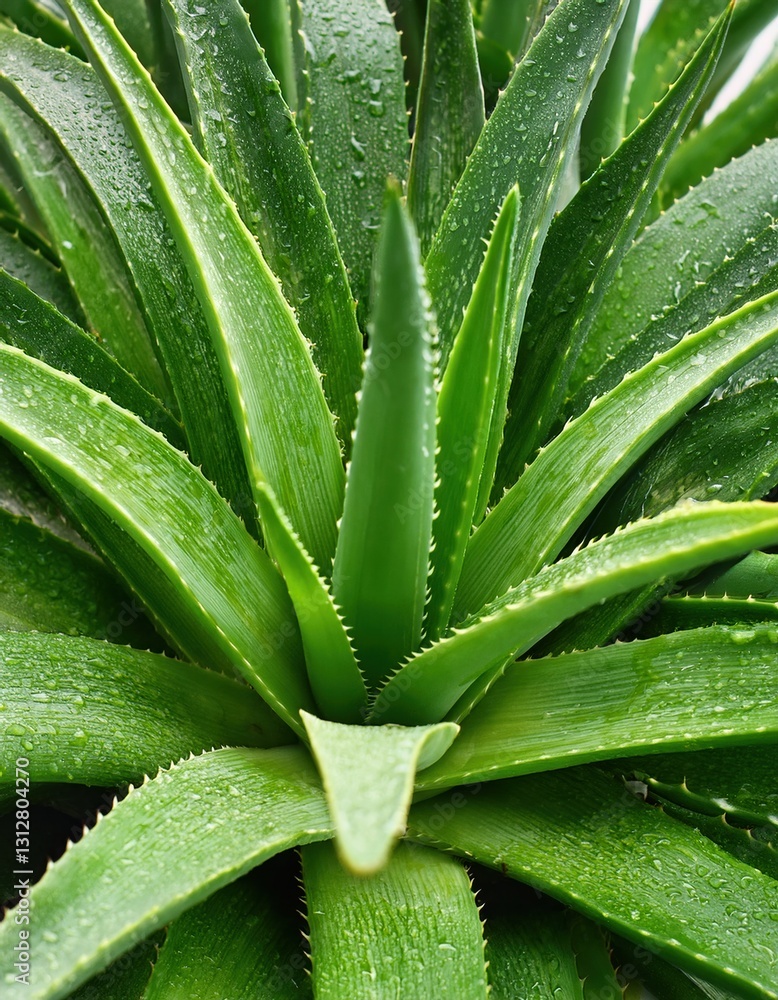 Close-up view of fresh aloe vera plant with droplets on leaves Close-up view of fresh aloe vera plant with droplets on leaves