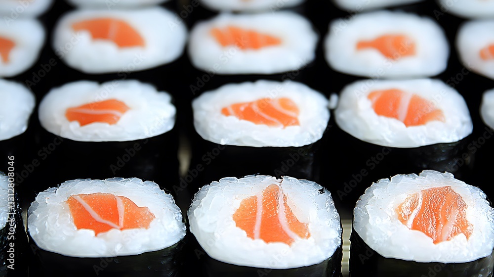 Delicious Salmon Sushi Rolls Close Up Photography Delicious Salmon Sushi Rolls Close Up Photography