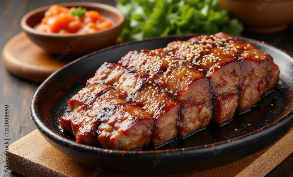 Delicious grilled barbecued pork slices Delicious grilled barbecued pork slices