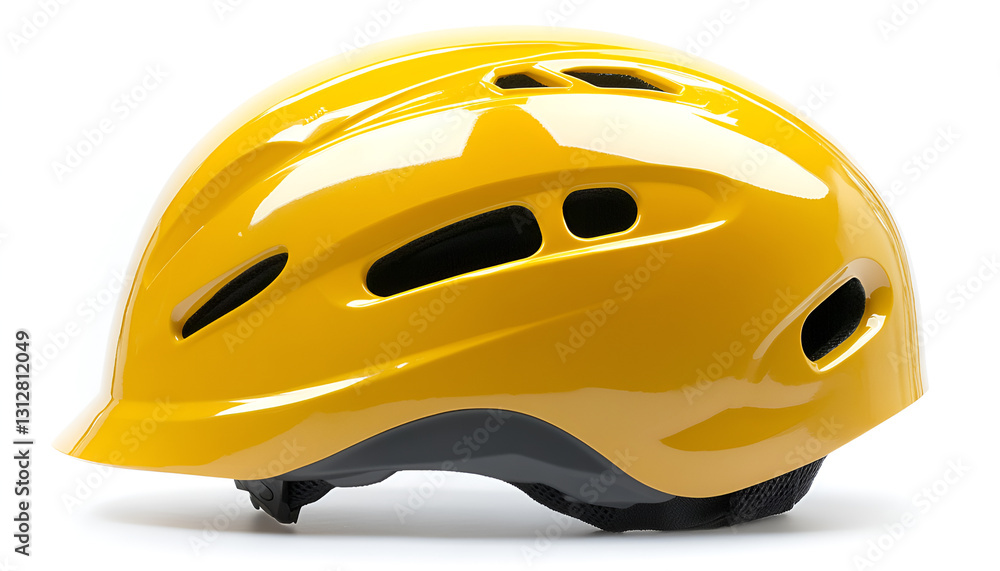 Fototapeta premium One yellow protective helmet isolated on white