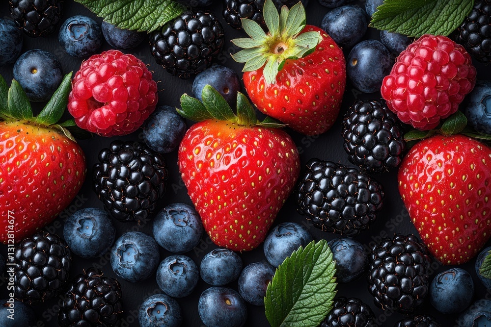 Fresh assorted berries including strawberries, blackberries, and blueberries Fresh assorted berries including strawberries, blackberries, and blueberries
