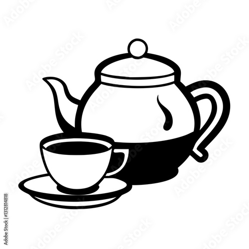 Teapot with teacup icon